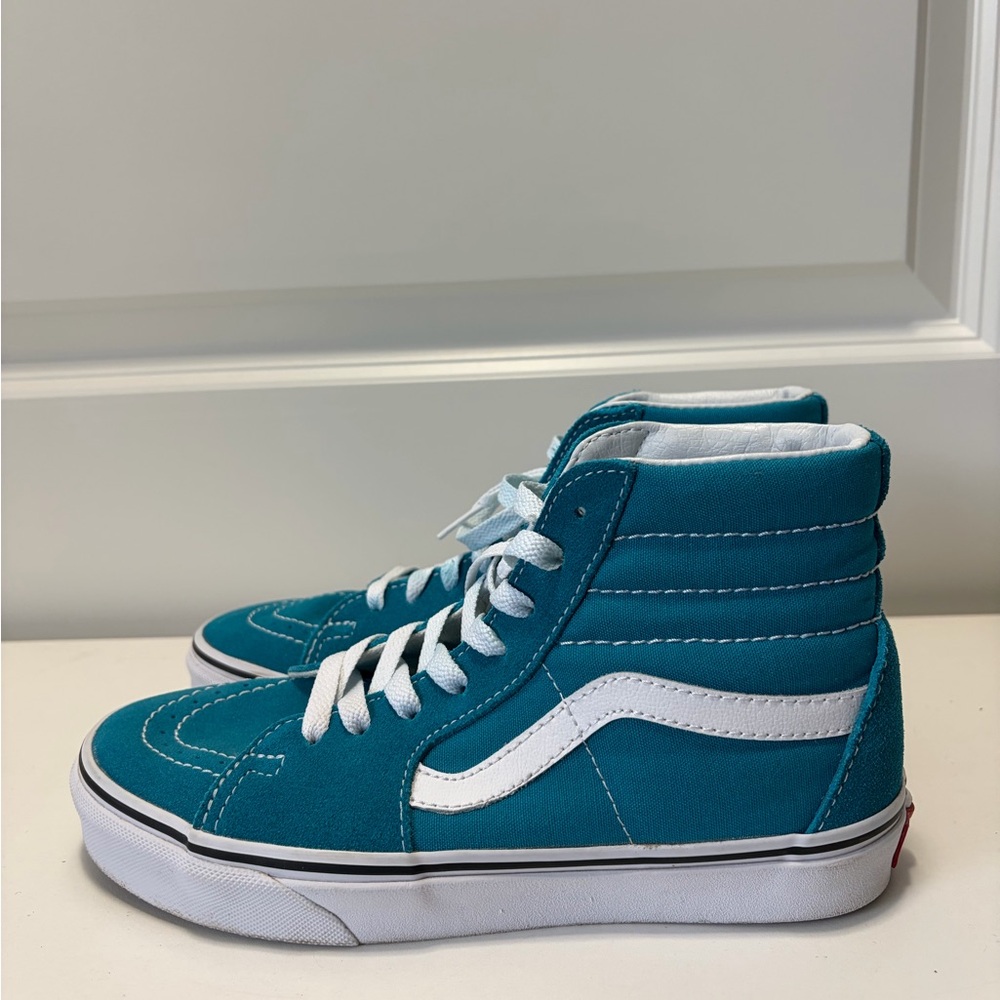 Vans Turquoise Sk8-HI Shoes with White Details